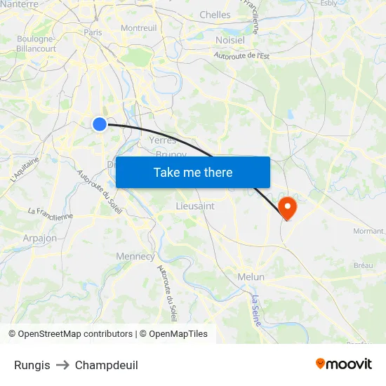 Rungis to Champdeuil map