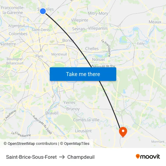 Saint-Brice-Sous-Foret to Champdeuil map
