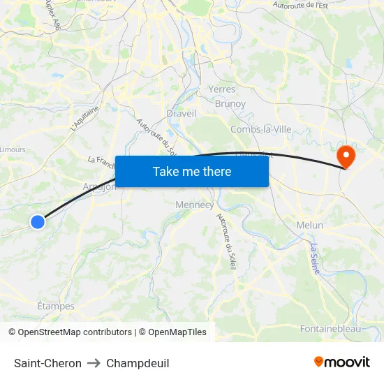 Saint-Cheron to Champdeuil map