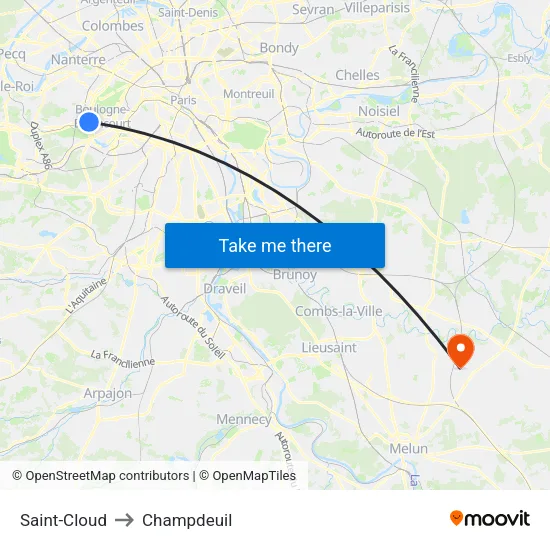 Saint-Cloud to Champdeuil map