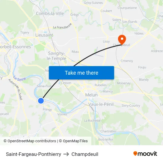 Saint-Fargeau-Ponthierry to Champdeuil map