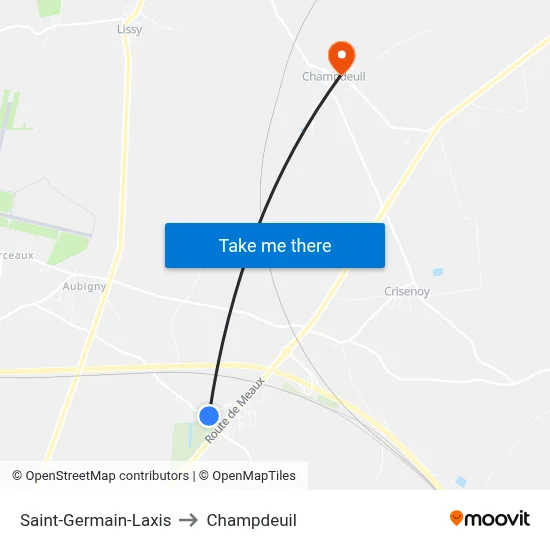 Saint-Germain-Laxis to Champdeuil map