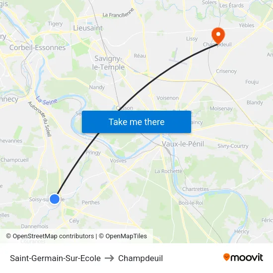 Saint-Germain-Sur-Ecole to Champdeuil map