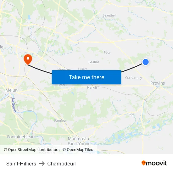 Saint-Hilliers to Champdeuil map