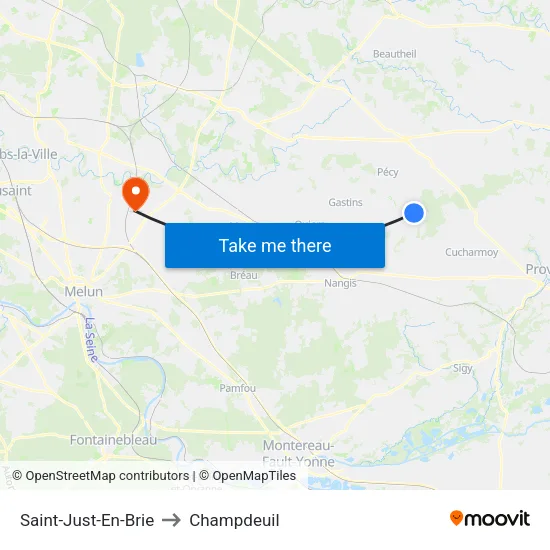 Saint-Just-En-Brie to Champdeuil map