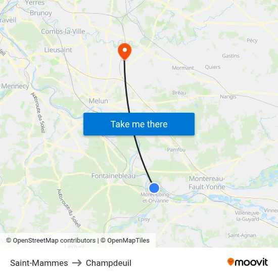 Saint-Mammes to Champdeuil map
