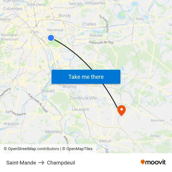 Saint-Mande to Champdeuil map