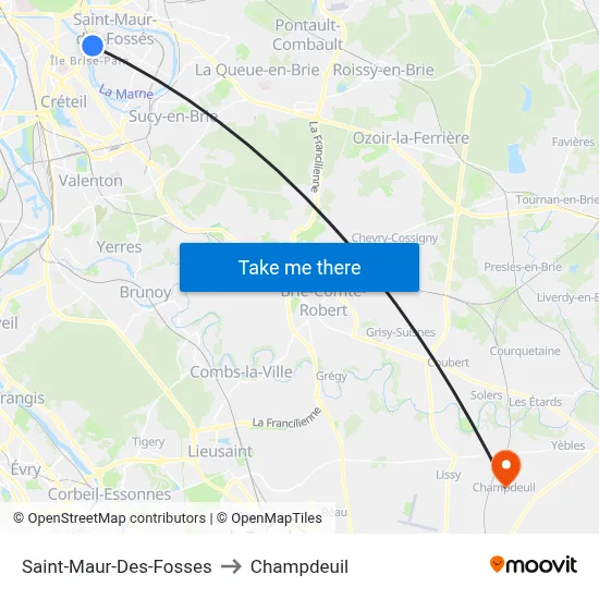 Saint-Maur-Des-Fosses to Champdeuil map