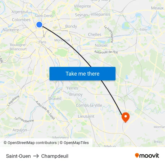 Saint-Ouen to Champdeuil map