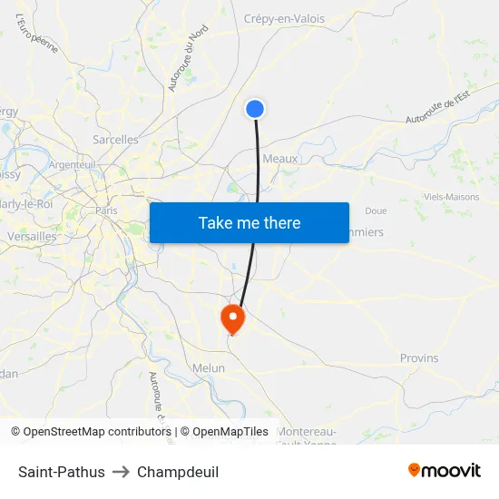 Saint-Pathus to Champdeuil map