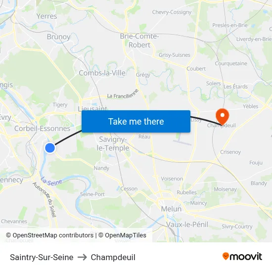 Saintry-Sur-Seine to Champdeuil map