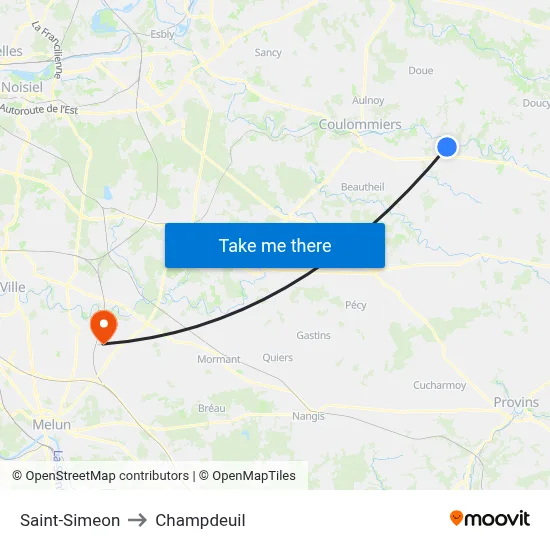 Saint-Simeon to Champdeuil map