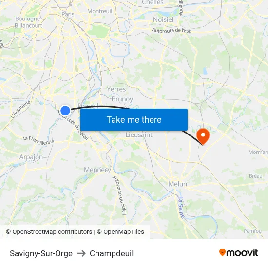 Savigny-Sur-Orge to Champdeuil map