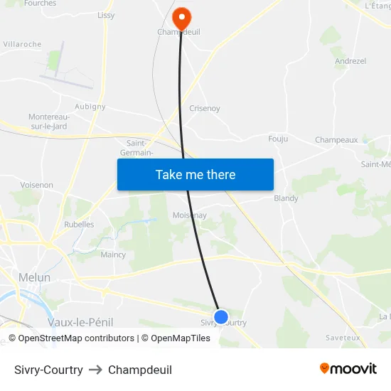 Sivry-Courtry to Champdeuil map