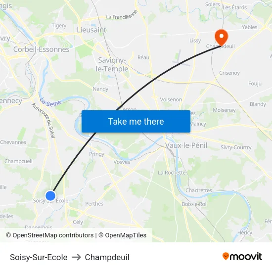 Soisy-Sur-Ecole to Champdeuil map