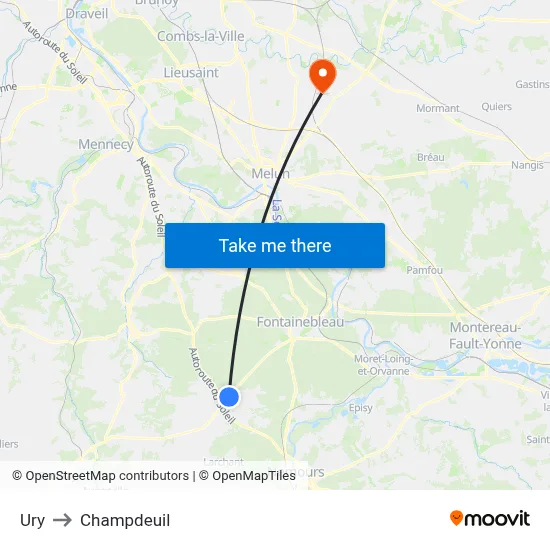 Ury to Champdeuil map