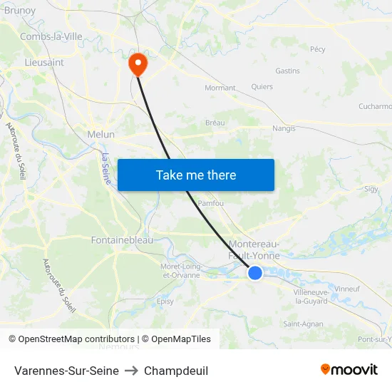 Varennes-Sur-Seine to Champdeuil map