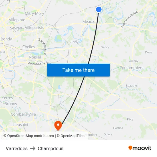 Varreddes to Champdeuil map