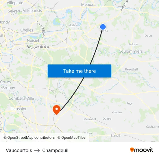Vaucourtois to Champdeuil map