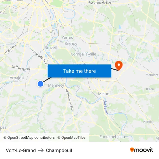 Vert-Le-Grand to Champdeuil map