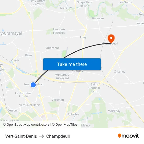 Vert-Saint-Denis to Champdeuil map