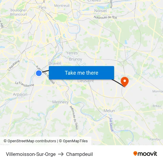 Villemoisson-Sur-Orge to Champdeuil map