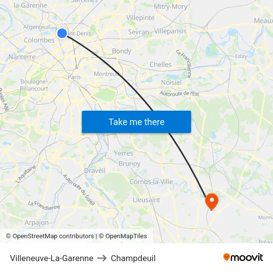 Villeneuve-La-Garenne to Champdeuil map