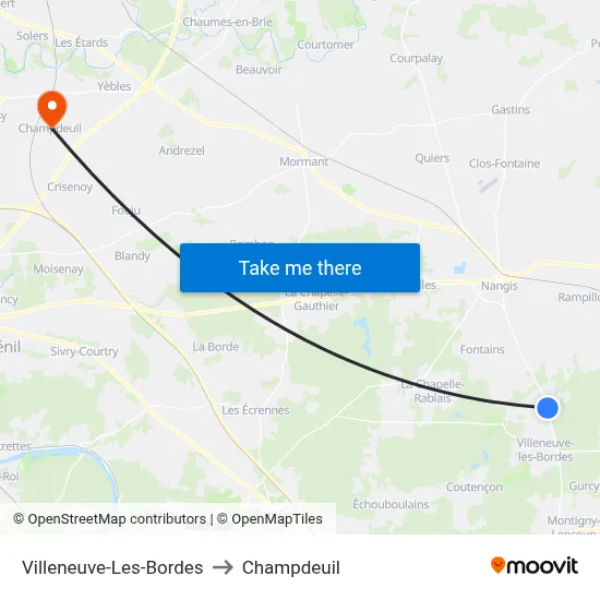 Villeneuve-Les-Bordes to Champdeuil map