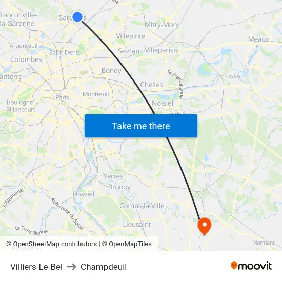 Villiers-Le-Bel to Champdeuil map