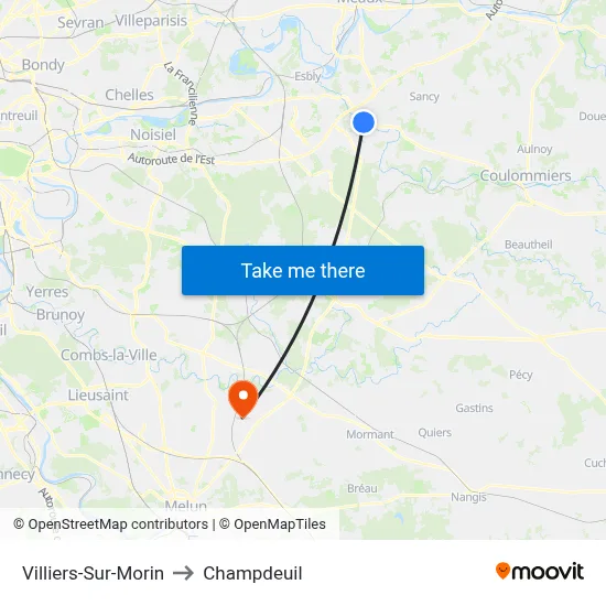 Villiers-Sur-Morin to Champdeuil map