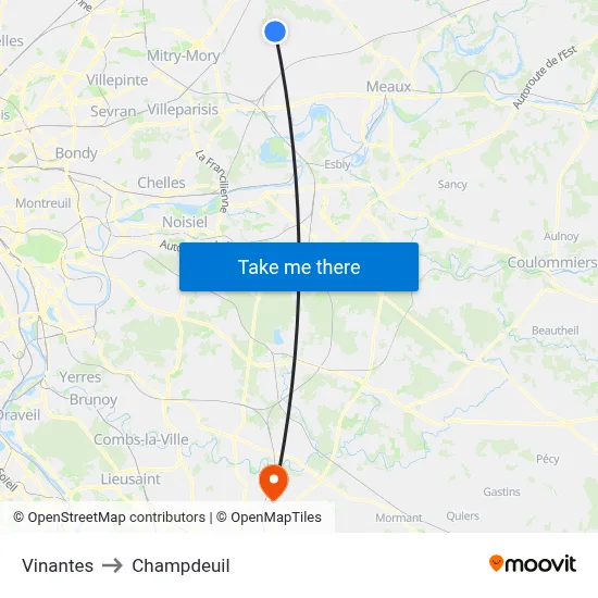 Vinantes to Champdeuil map