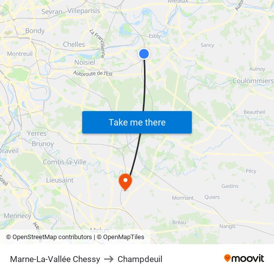 Marne-La-Vallée Chessy to Champdeuil map
