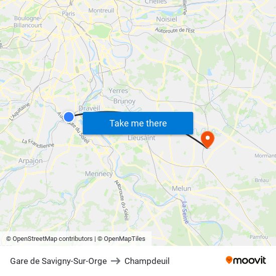 Gare de Savigny-Sur-Orge to Champdeuil map