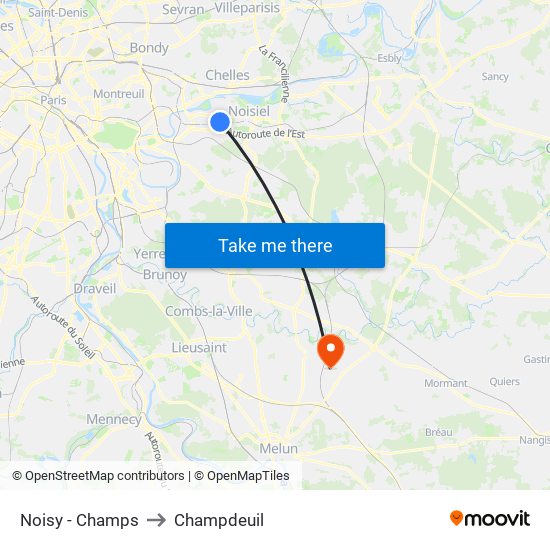 Noisy - Champs to Champdeuil map