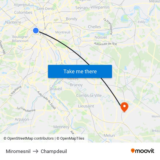 Miromesnil to Champdeuil map