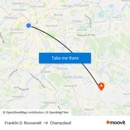 Franklin D. Roosevelt to Champdeuil map