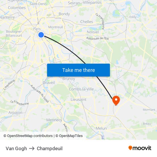Van Gogh to Champdeuil map