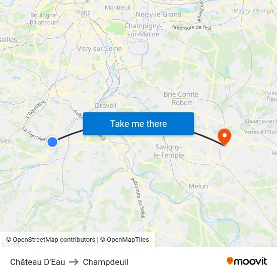 Château D'Eau to Champdeuil map