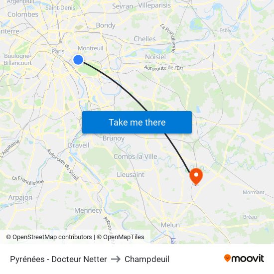 Pyrénées - Docteur Netter to Champdeuil map