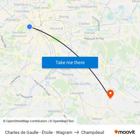 Charles de Gaulle - Étoile - Wagram to Champdeuil map
