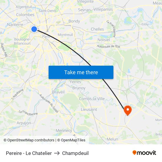 Pereire - Le Chatelier to Champdeuil map