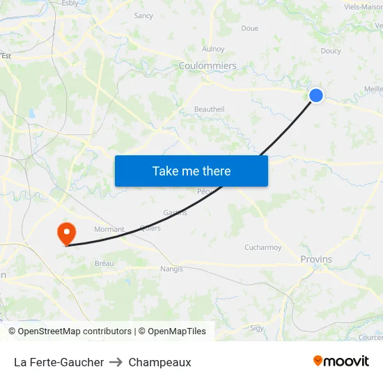 La Ferte-Gaucher to Champeaux map