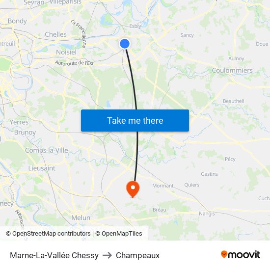 Marne-La-Vallée Chessy to Champeaux map