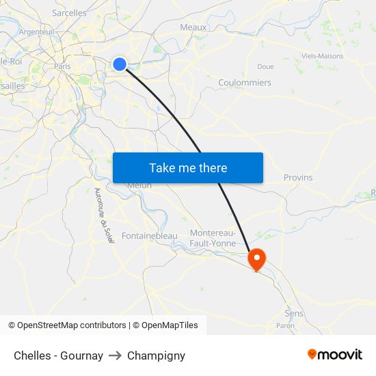 Chelles - Gournay to Champigny map