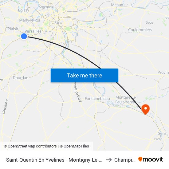 Saint-Quentin En Yvelines - Montigny-Le-Bretonneux to Champigny map