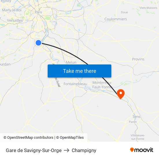 Gare de Savigny-Sur-Orge to Champigny map