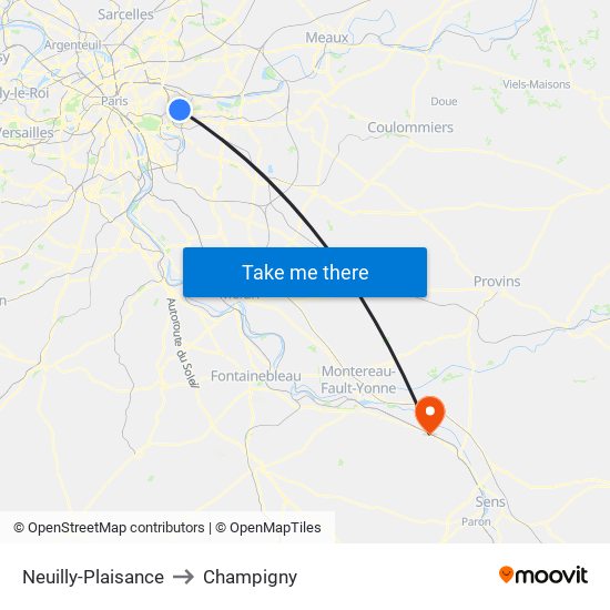 Neuilly-Plaisance to Champigny map