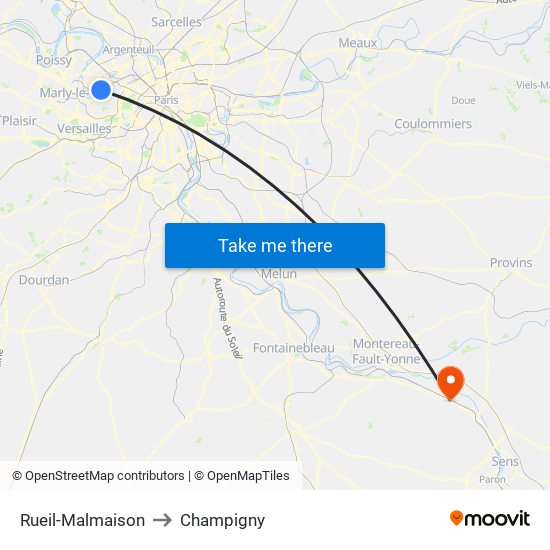 Rueil-Malmaison to Champigny map