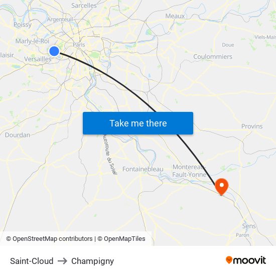 Saint-Cloud to Champigny map