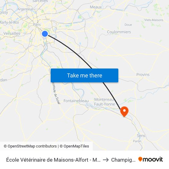 École Vétérinaire de Maisons-Alfort - Métro to Champigny map